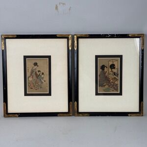 Utamaro Japanese‎ Woodblock Prints Lantern Artlorea 13"x15.5" pair , framed
